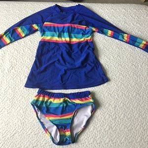 Rainbow blue swim and surf suit